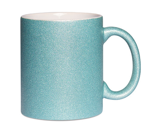 Glitzertasse mit Glitzerpartikeln | Hellblau