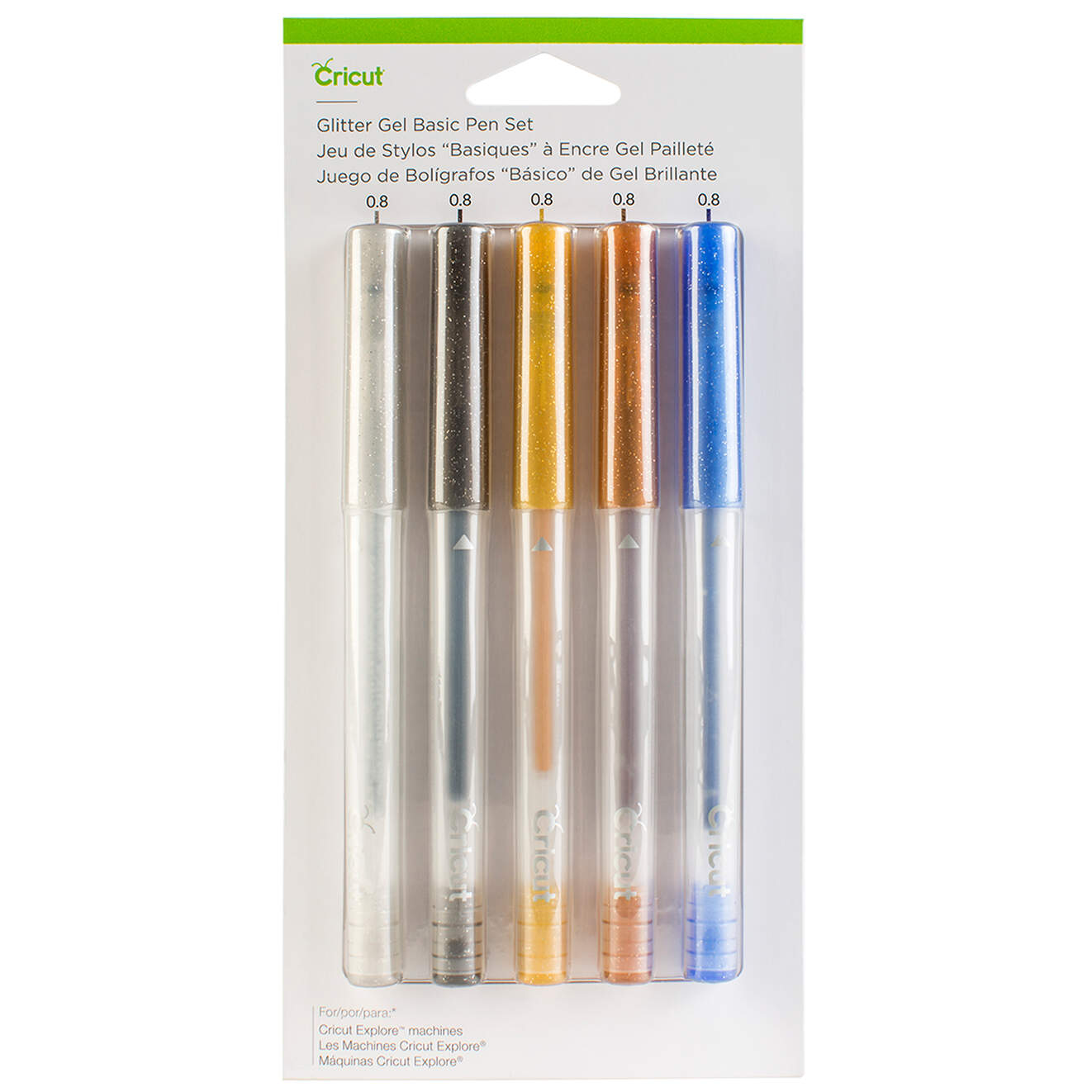 Cricut Explore/Maker Glitter Gel Pen Set 5-pack (Black, Gold, Silver, Brown and Blue)