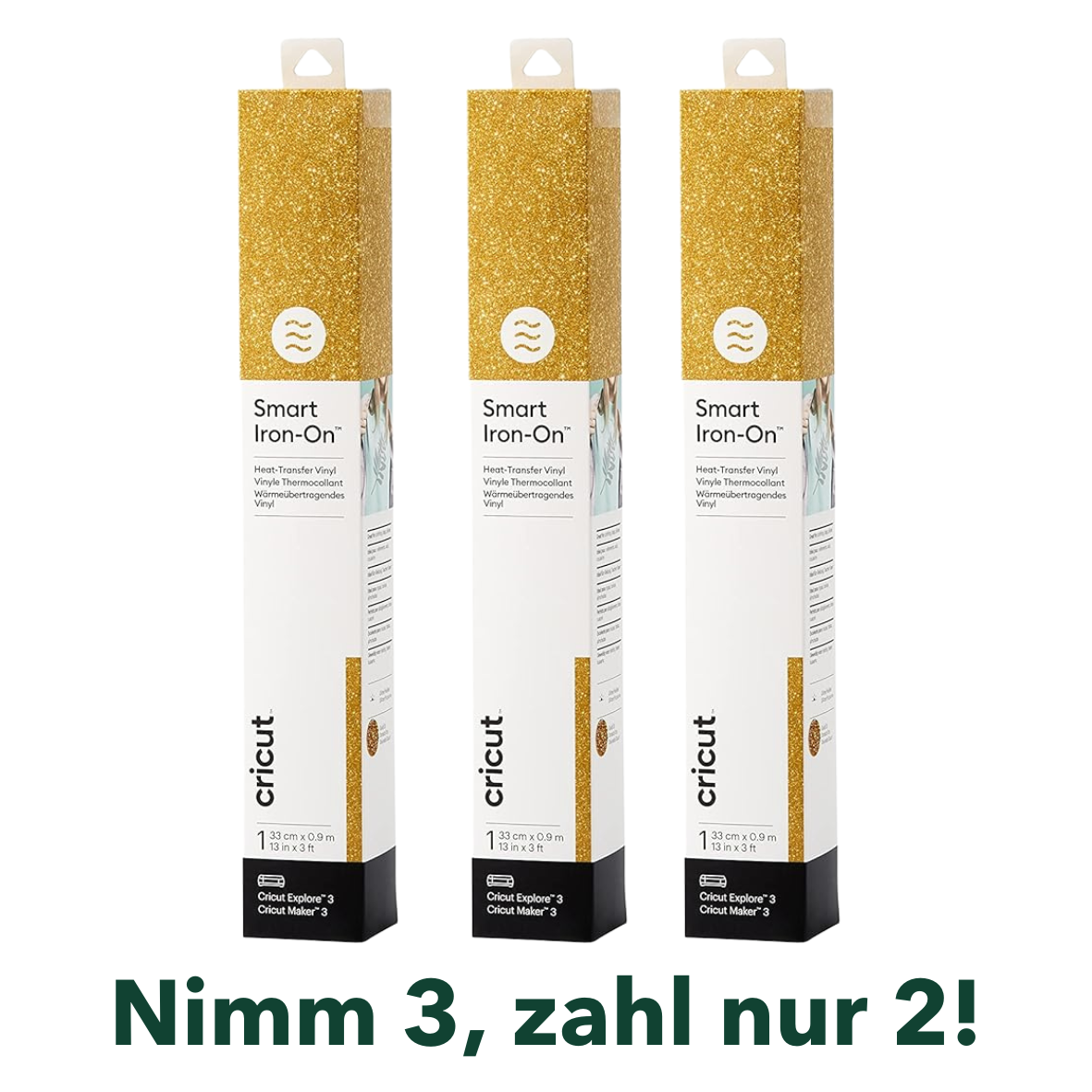 SparBundle 3 für 2 | Cricut Smart Iron-On 33x91cm (Glitzer Gold)