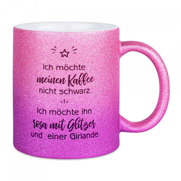 Glitzertasse mit Farbverlauf | Pink/Lila