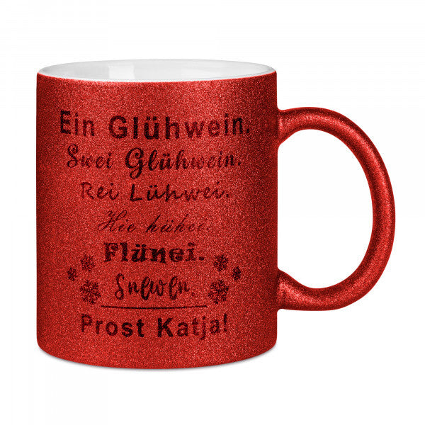 Glitzertasse mit Glitzerpartikeln | Rot